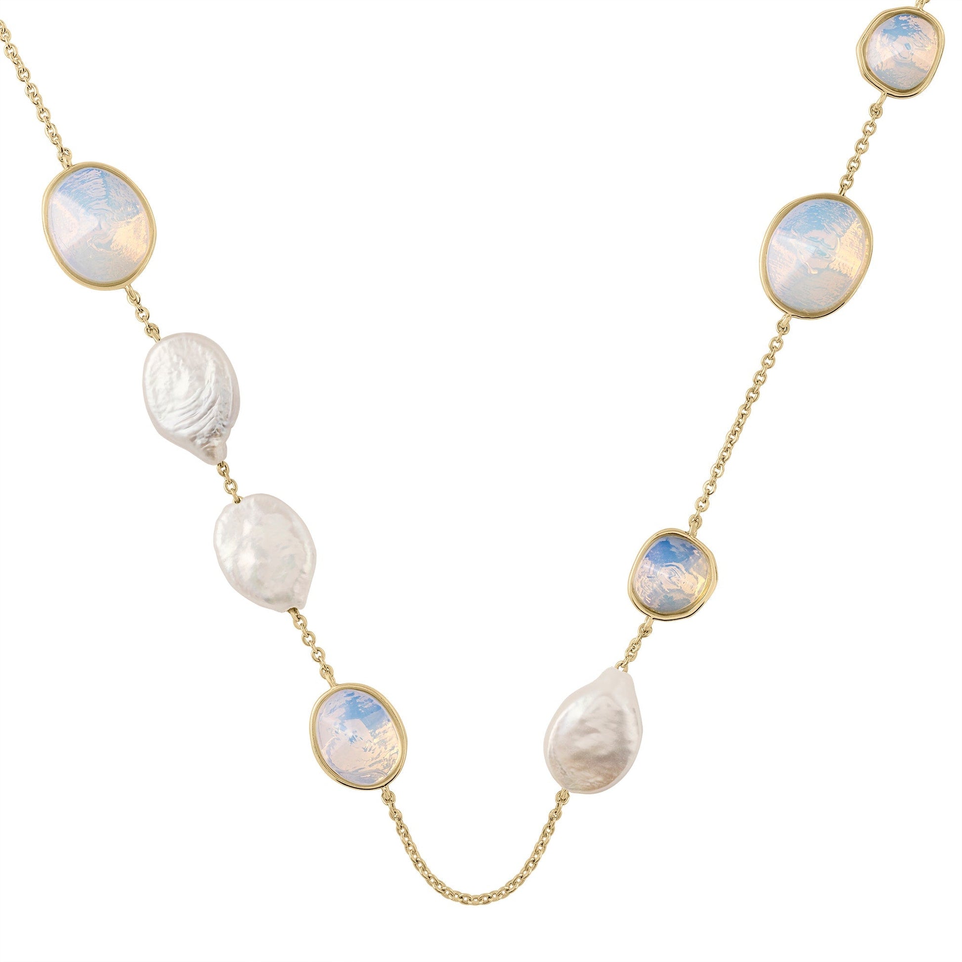 Princess Street Mixed Pearl And Stone Necklace in Gold - RYJ2420S
