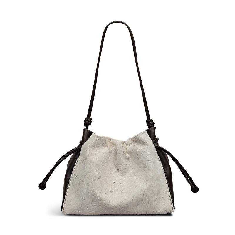 The Roxburgh - Cow Hide Medium Drawstring Cross Body Dark Oak - 113070