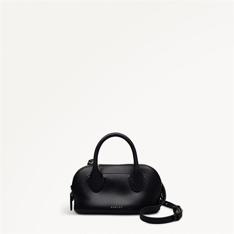 The Muriel Leather Mini Ziptop Grab Bag in Black - 112296