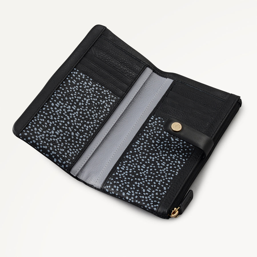 Larkswood Leather Large Bifold Wallet in Black - 10503