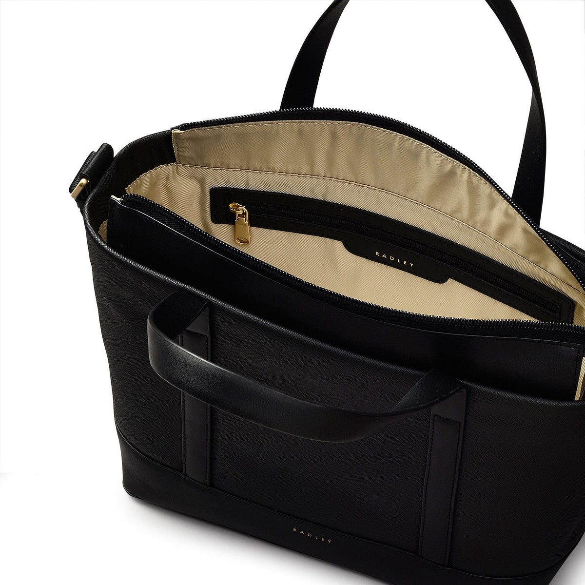 Suffolk Road Fabric Medium Ziptop Grab Bag in Black - 110108