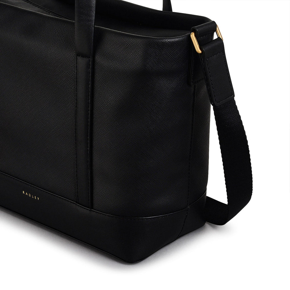Suffolk Road Fabric Medium Ziptop Grab Bag in Black - 110108
