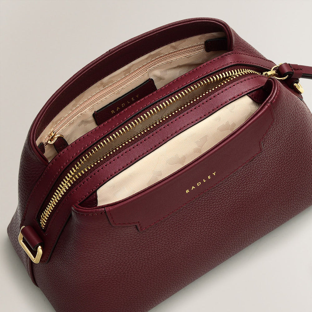 Piccardy Hill 2.0 Leather Small Ziptop Crossbody Bag in Merlot - 110151