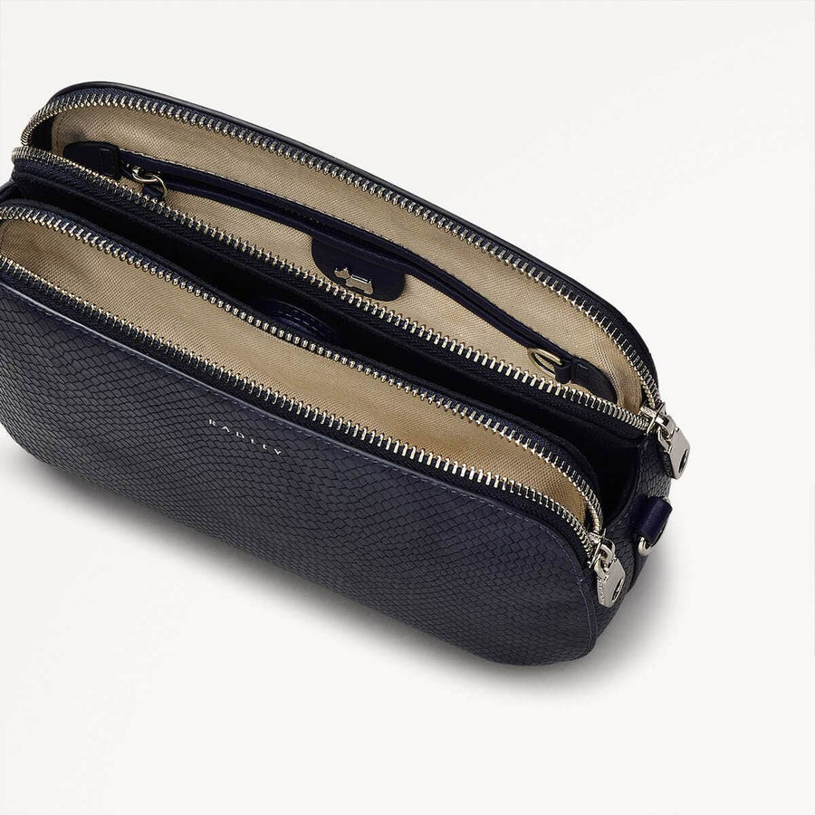 Dukes Place Leather Medium Ziptop Crossbody Bag in Evenfall - 110153