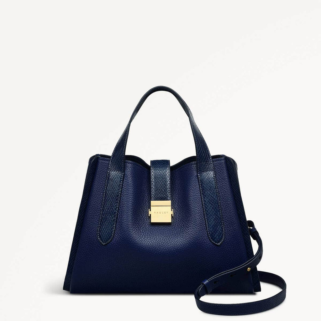 Sloane Street Leather Medium Ziptop Grab Bag in Evenfall - 110156
