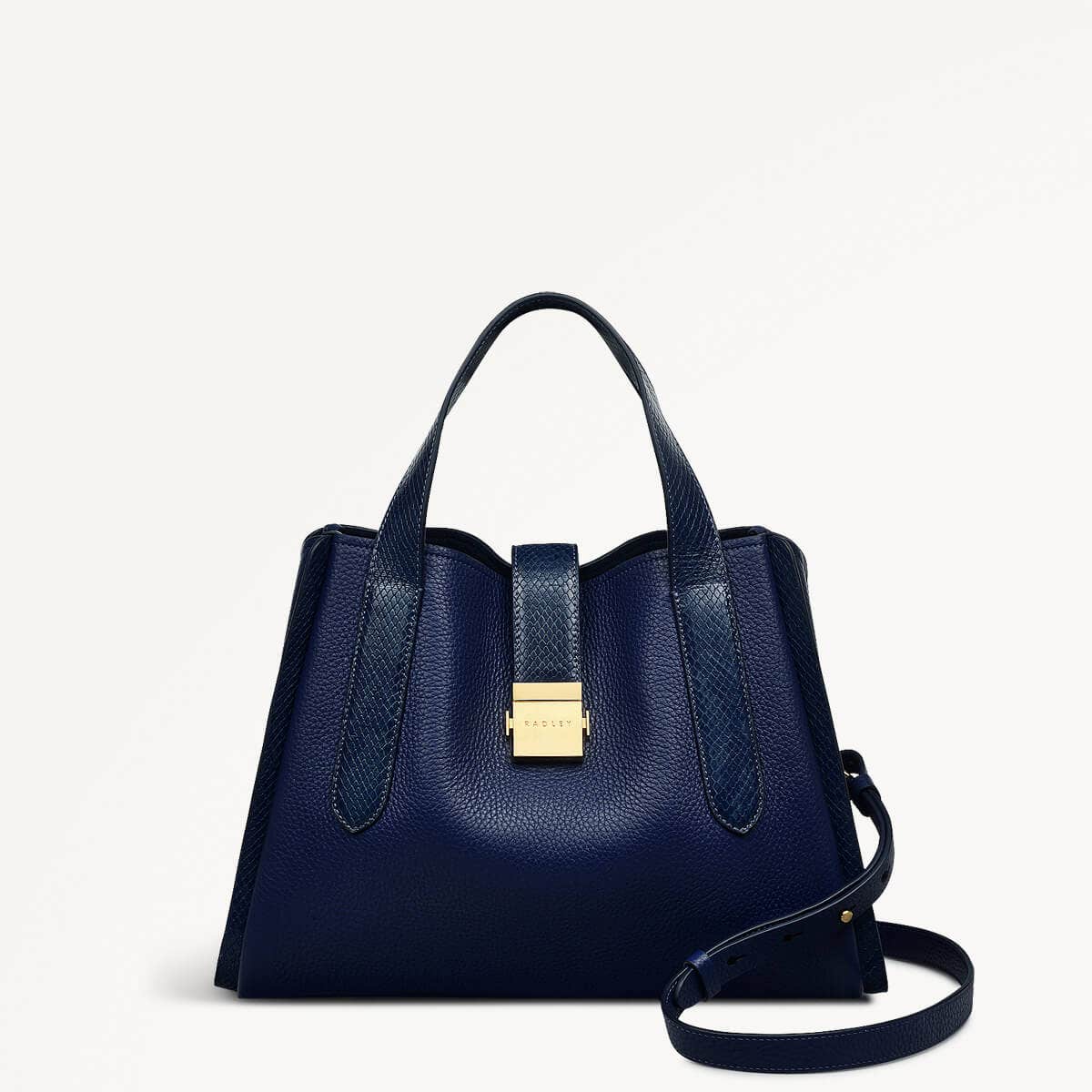Sloane Street Leather Medium Ziptop Grab Bag in Evenfall - 110156