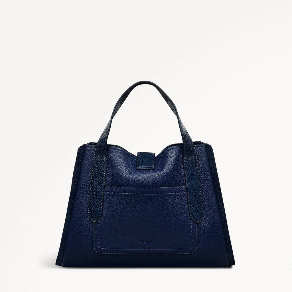 Sloane Street Leather Medium Ziptop Grab Bag in Evenfall - 110156