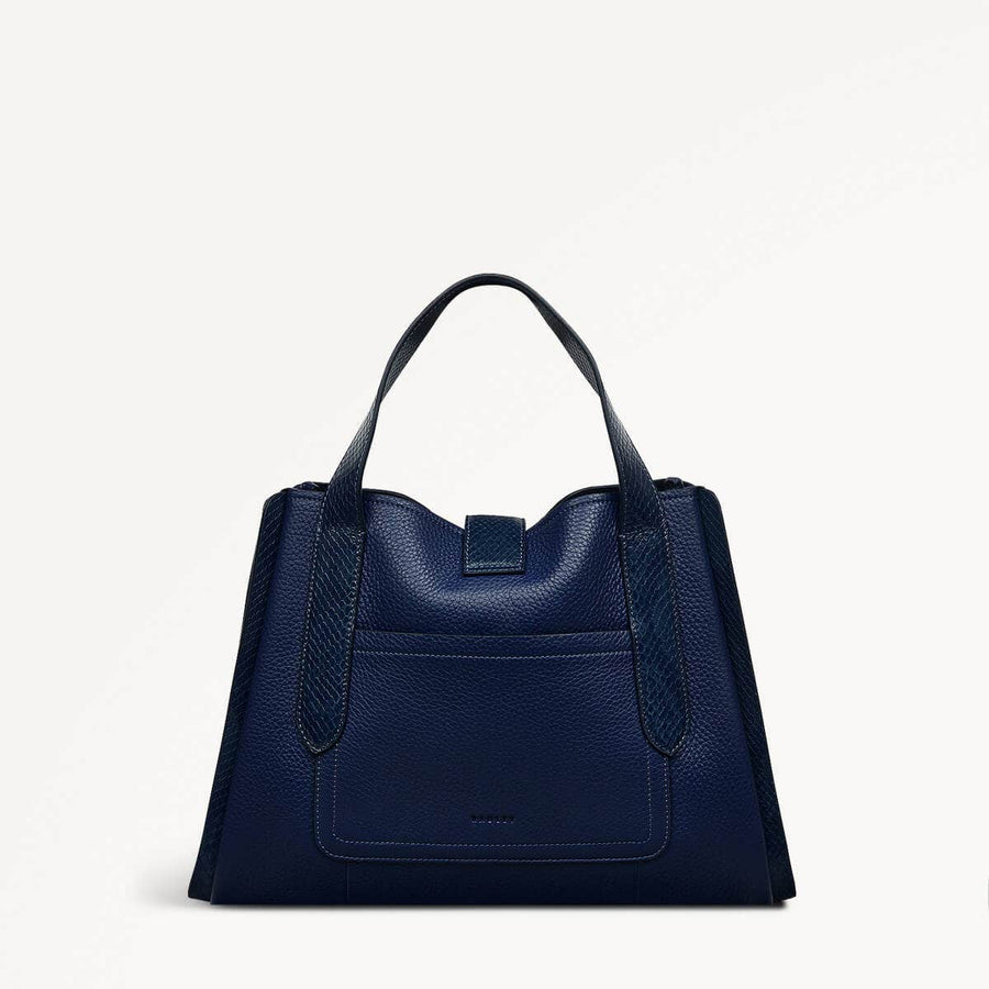 Sloane Street Leather Medium Ziptop Grab Bag in Evenfall - 110156