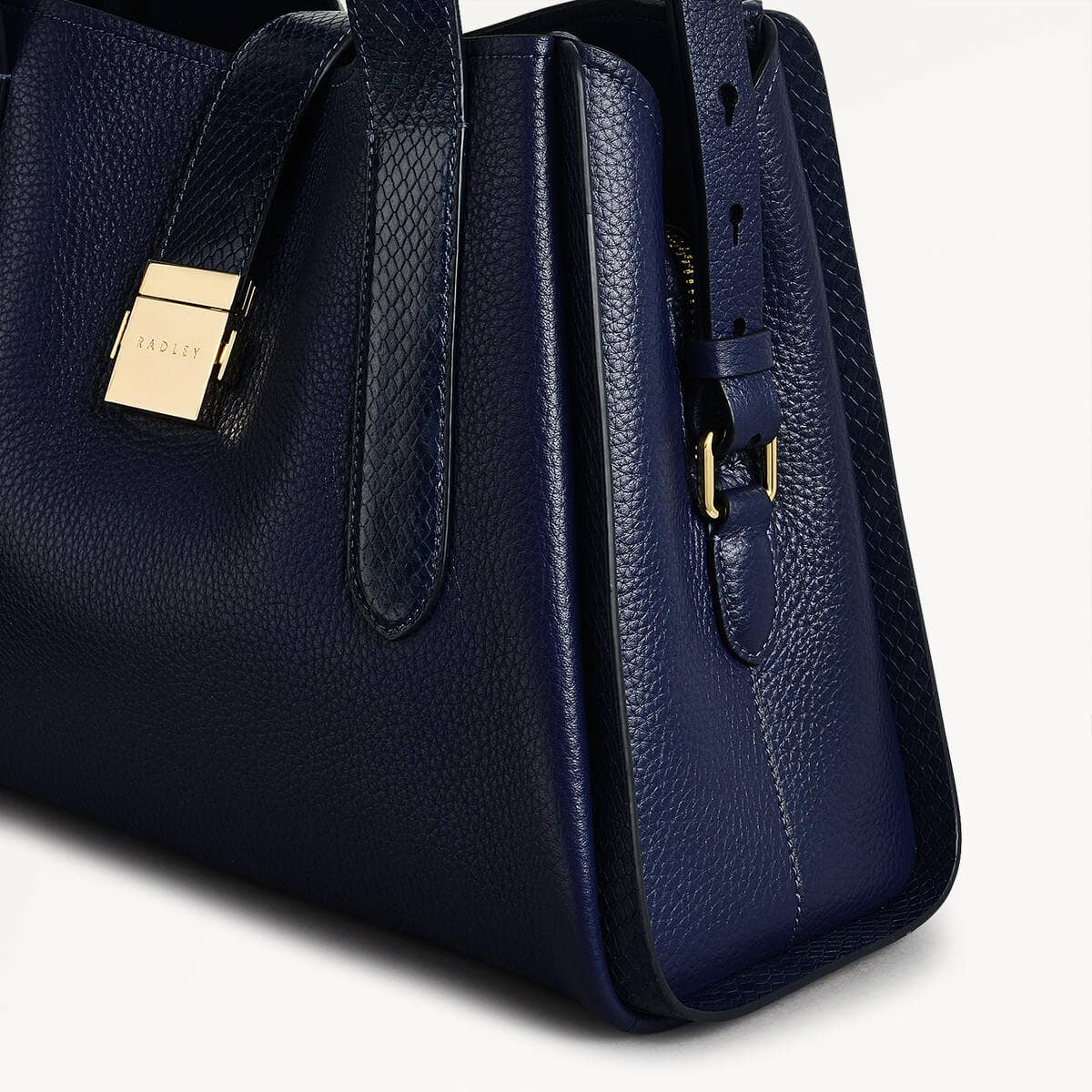 Sloane Street Leather Medium Ziptop Grab Bag in Evenfall - 110156