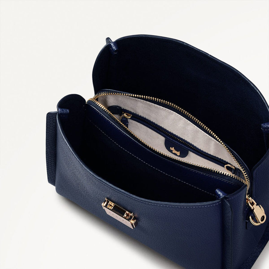 Sloane Street Leather Medium Ziptop Crossbody Bag in Evenfall - 110157