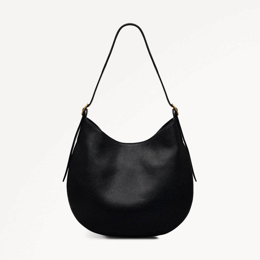Kensington Place Leather Open Top Shoulder Bag in Black - 110161