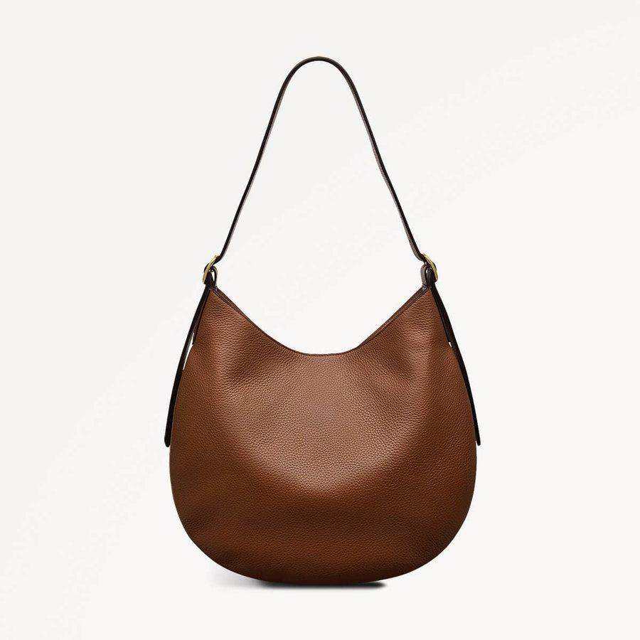 Kensington Place Leather Large Open Top Shoulder Bag in Saddle - 110162