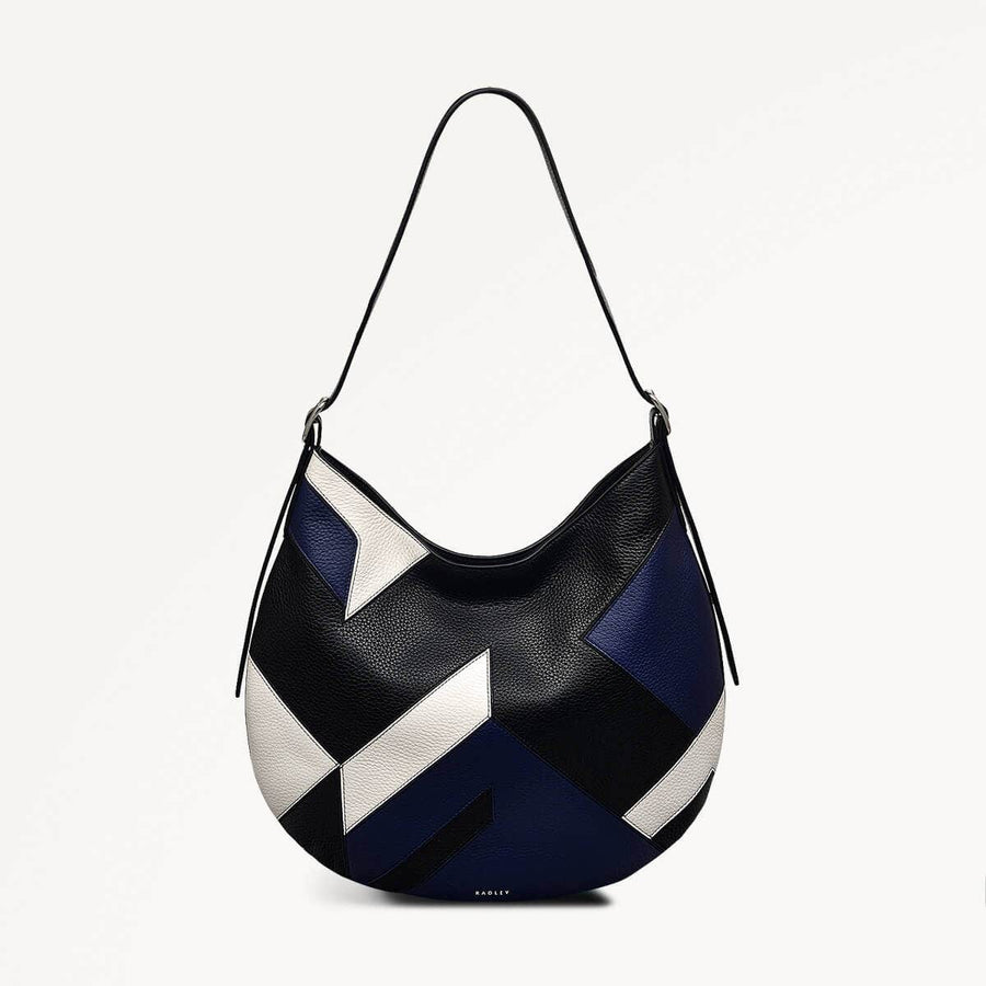 Kensington Place Leather Open Top Shoulder Bag in Black - 110163