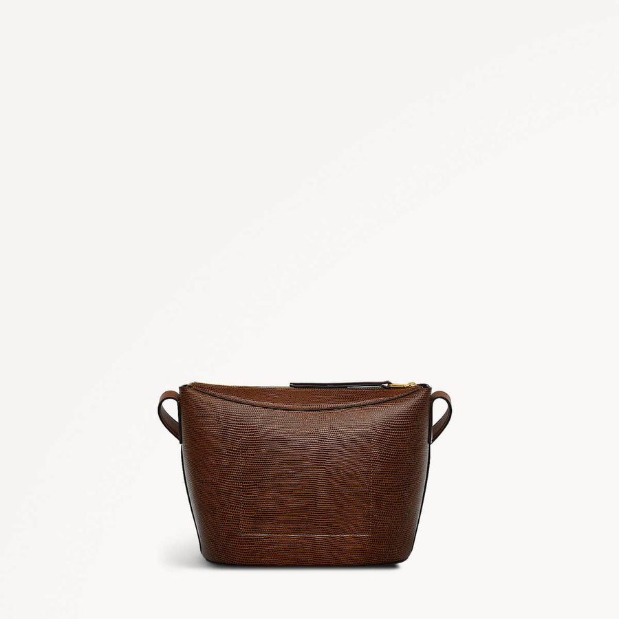 The Kensal Leather Small Ziptop Crossbody Bag in Saddle - 110164