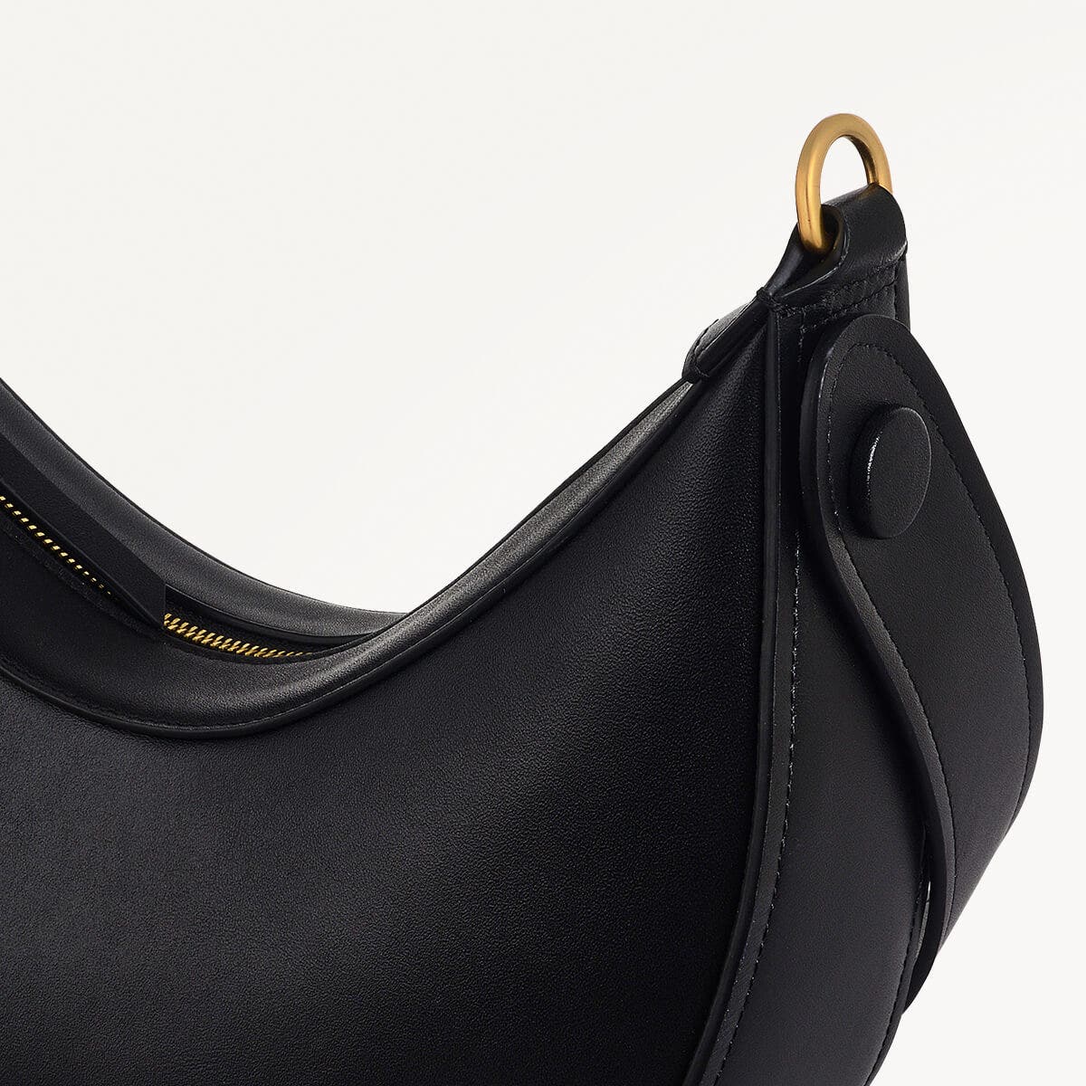 The Kensal Leather Small Ziptop Shoulder Bag in Black - 110166