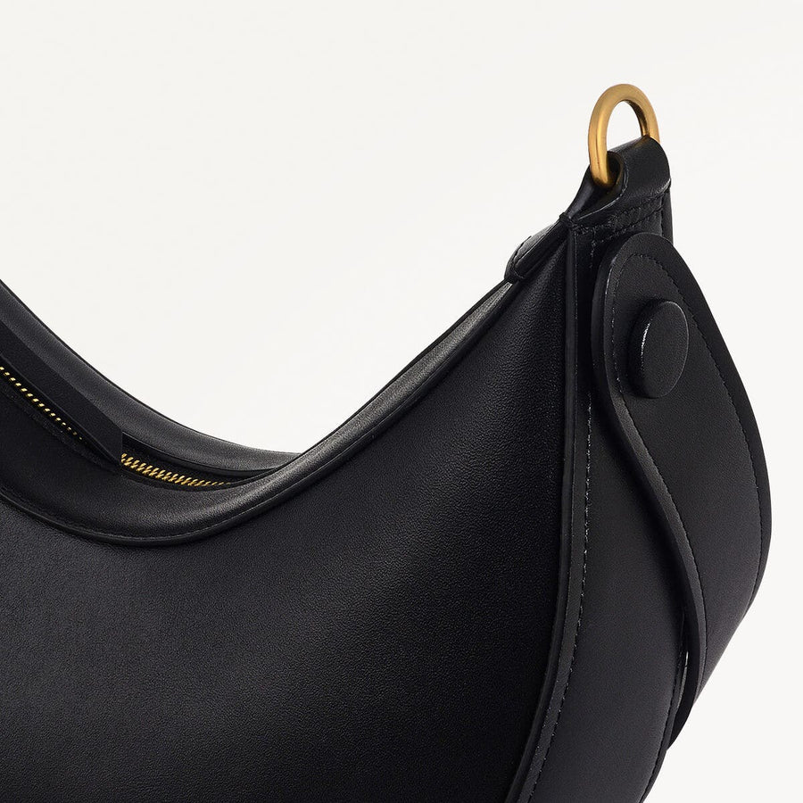 The Kensal Leather Small Ziptop Shoulder Bag in Black - 110166
