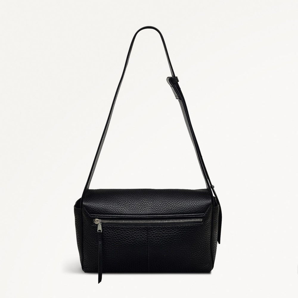 De Beauvoir Leather Medium Ziptop Shoulder Bag in Black - 110169