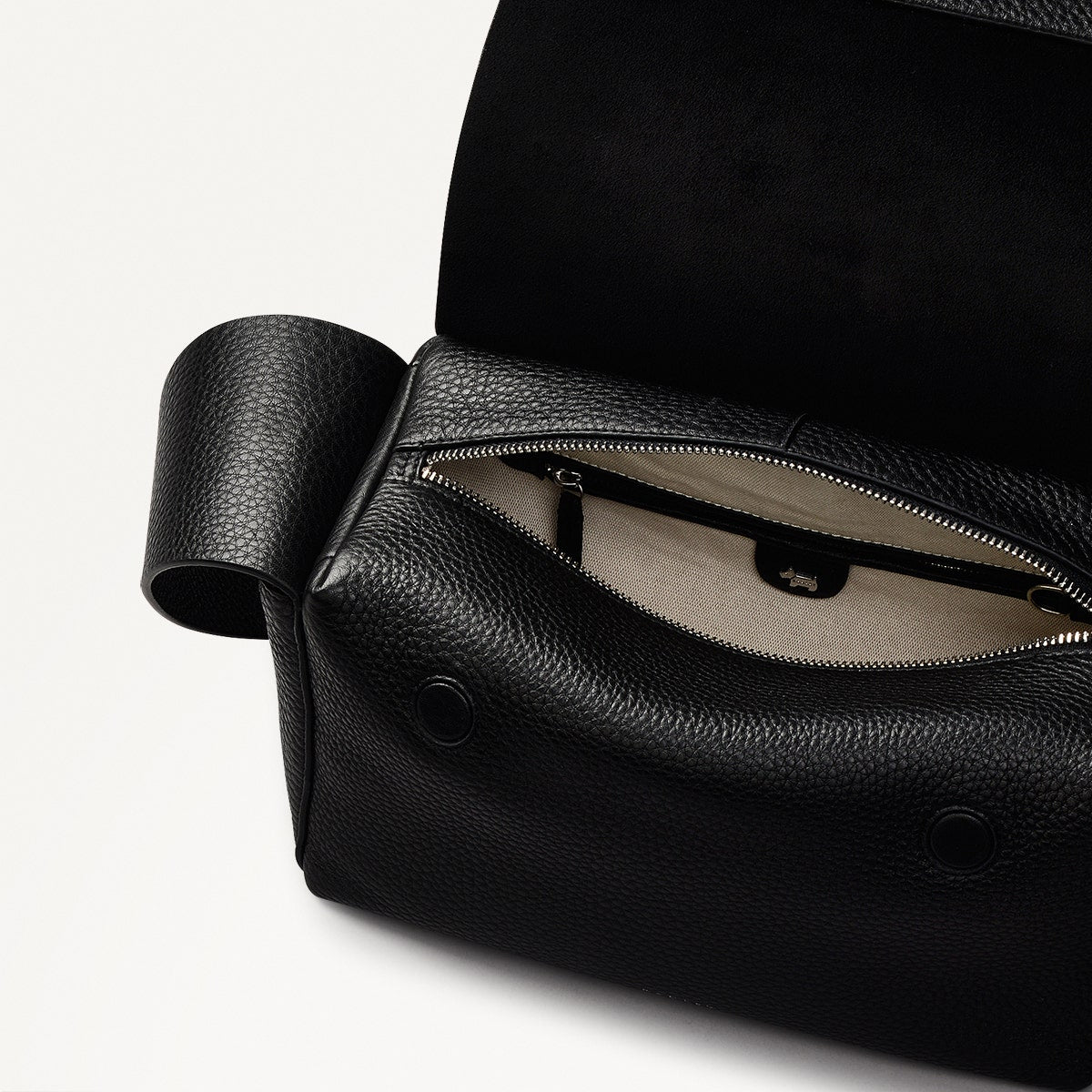 De Beauvoir Leather Medium Ziptop Shoulder Bag in Black - 110169