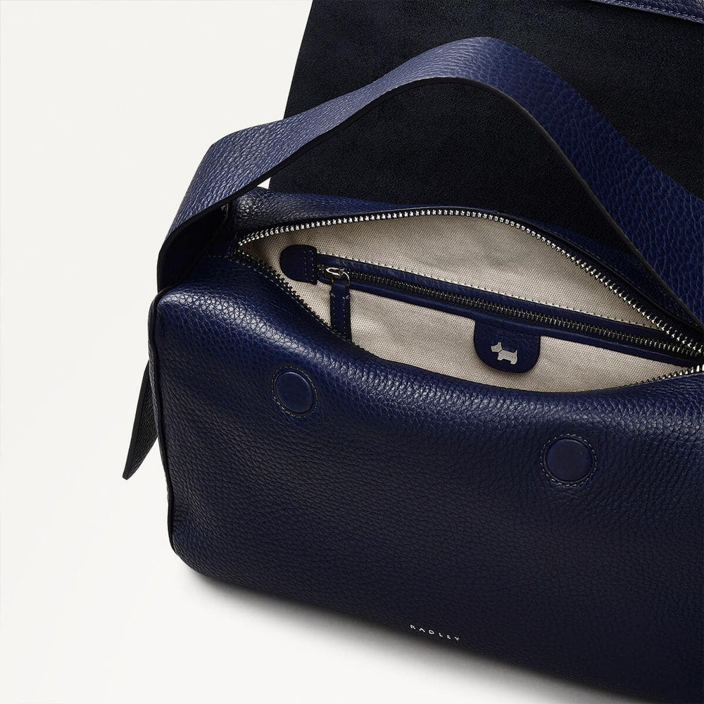De Beauvoir Leather Medium Ziptop Grab Bag in Evenfall - 110170