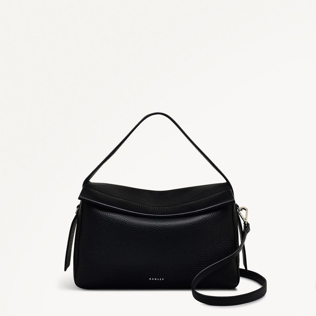 De Beauvoir Leather Medium Ziptop Grab Bag in Black - 110171