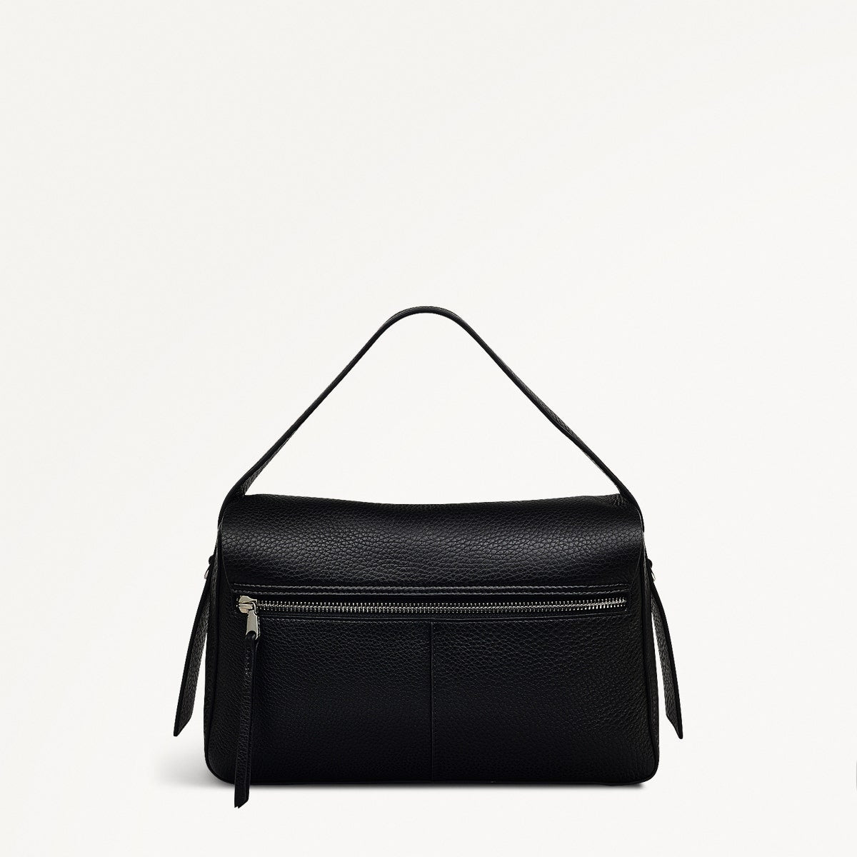 De Beauvoir Leather Medium Ziptop Grab Bag in Black - 110171