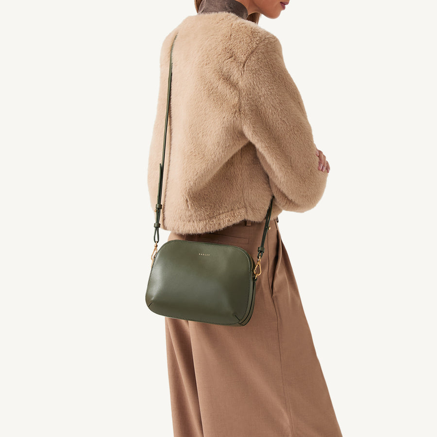 Dukes Place Medium Ziptop Cross Body Dark Olive  - 110181