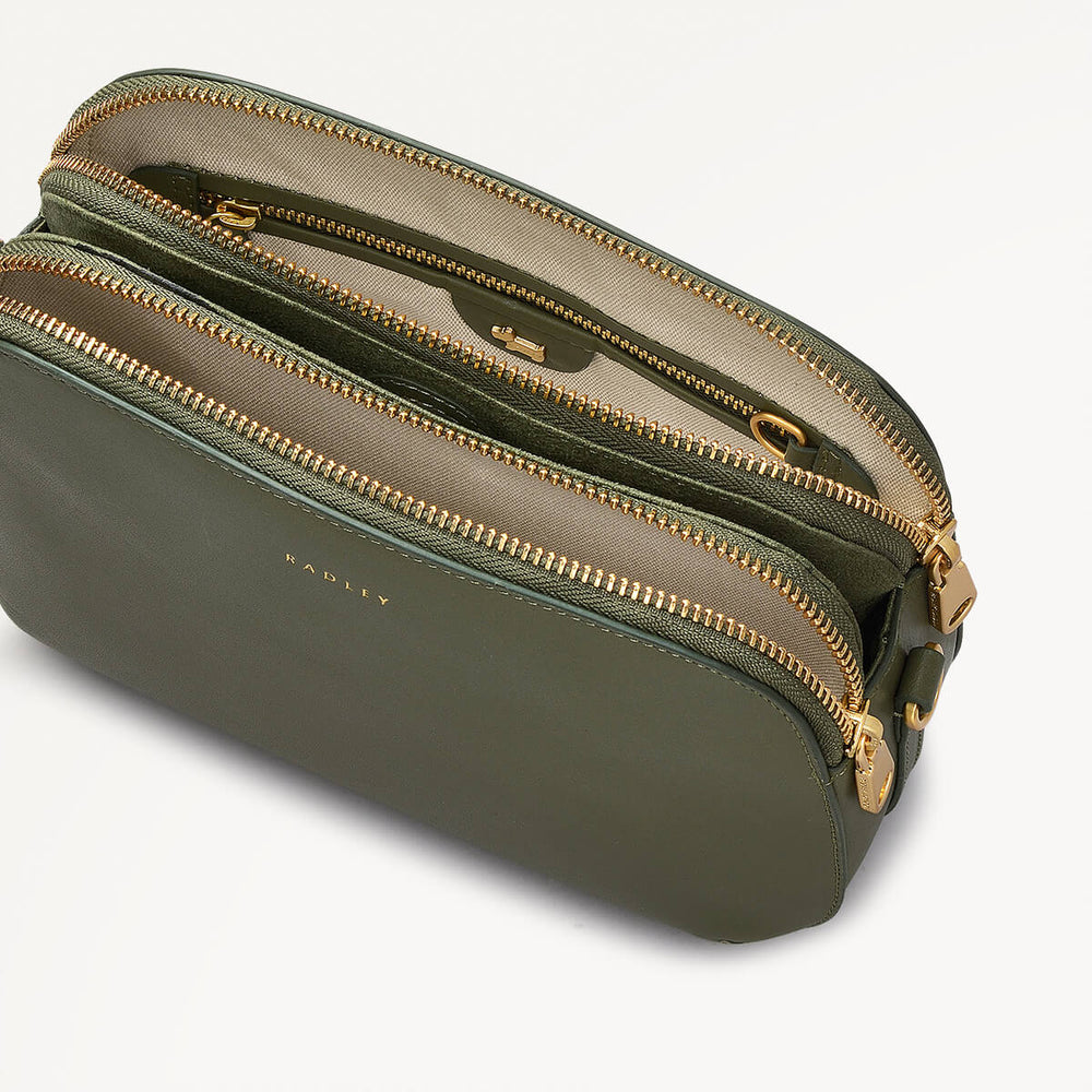 Dukes Place Medium Ziptop Cross Body Dark Olive  - 110181