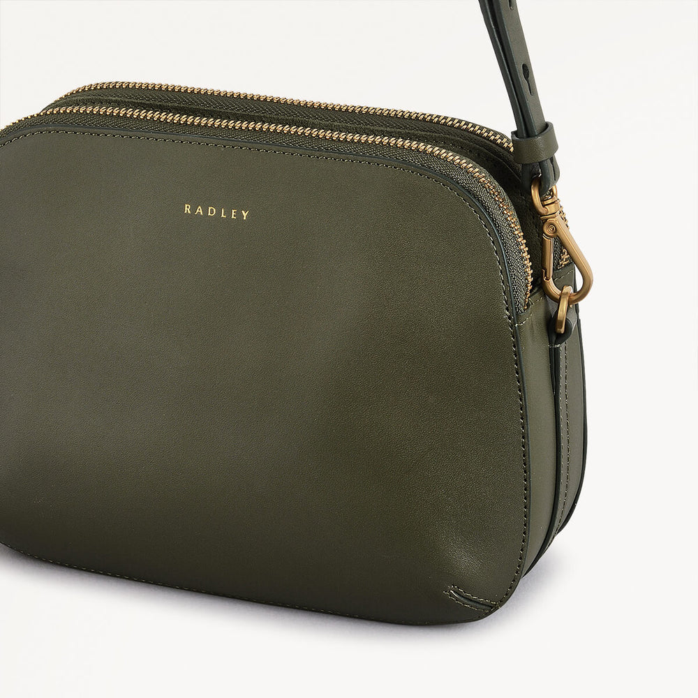 Dukes Place Medium Ziptop Cross Body Dark Olive  - 110181