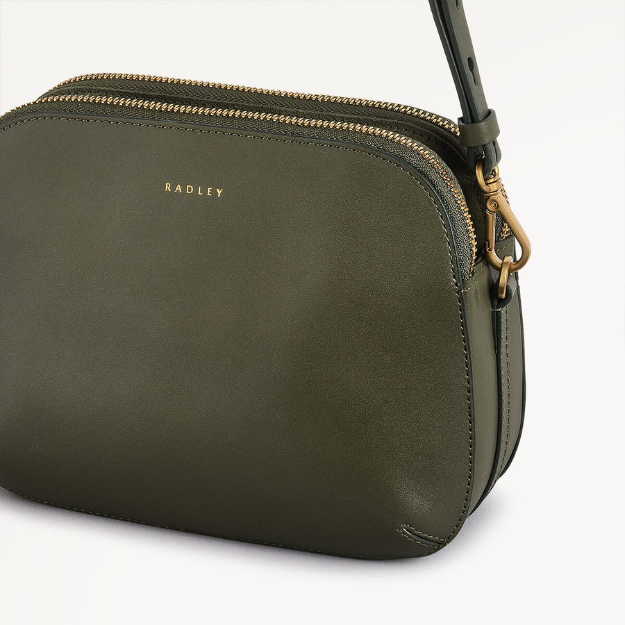 Dukes Place Medium Ziptop Cross Body Dark Olive  - 110181