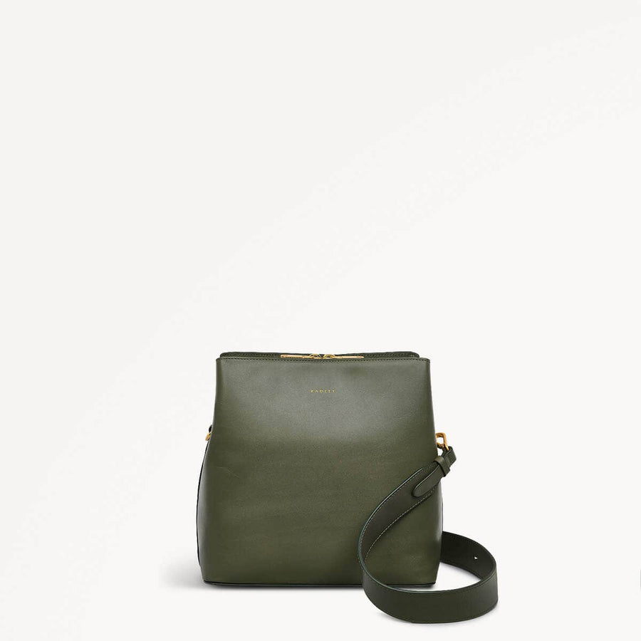 Dukes Place Leather Medium Compartment Crossbody Bag in Dark Olive - 110182
