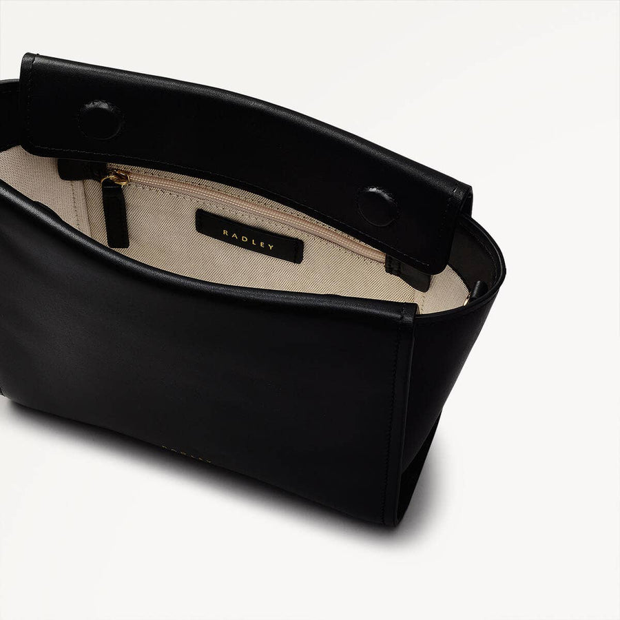 Drapers Road Leather Small Open Top Crossbody Bag in Black - 110205