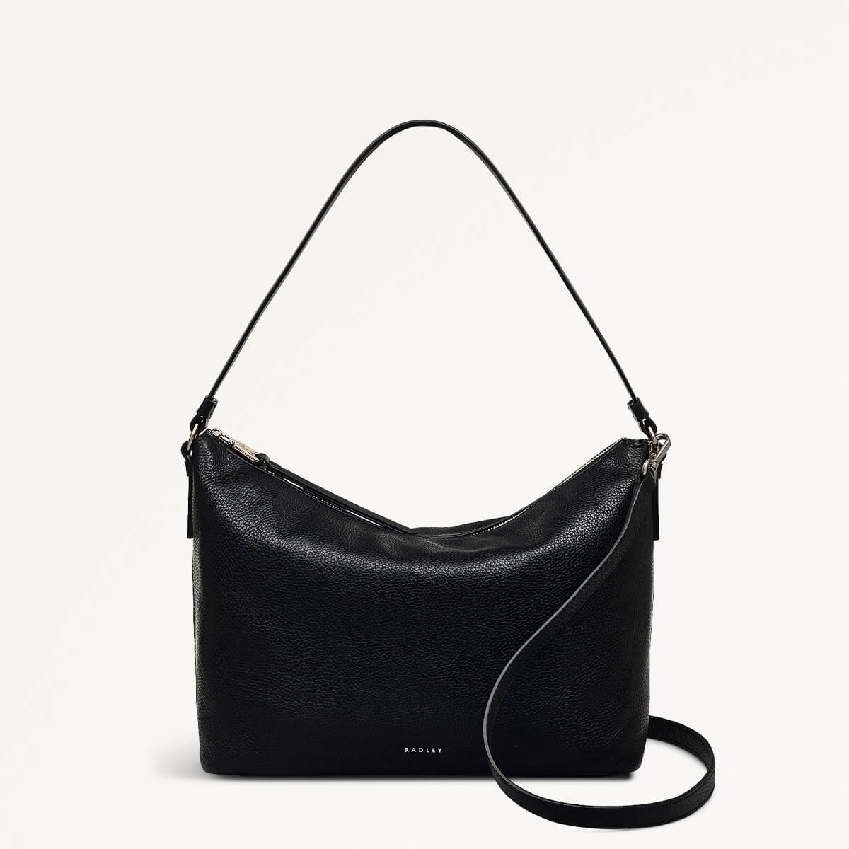 Bella Radley Leather Medium Ziptop Shoulder Bag in Black - 110208