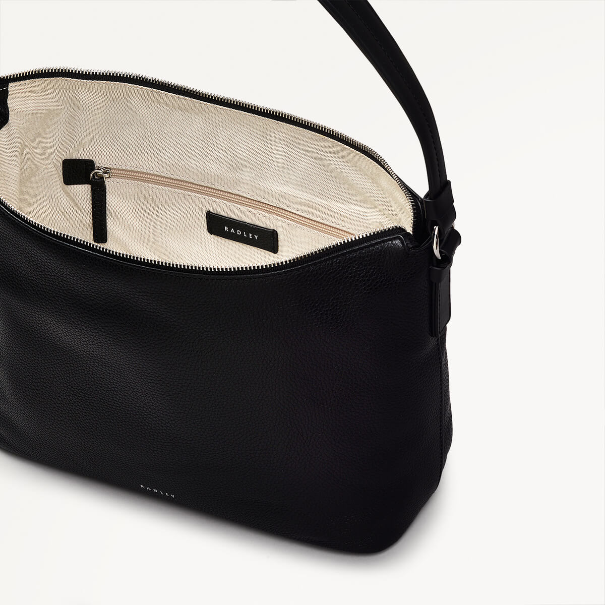 Bella Radley Leather Medium Ziptop Shoulder Bag in Black - 110208