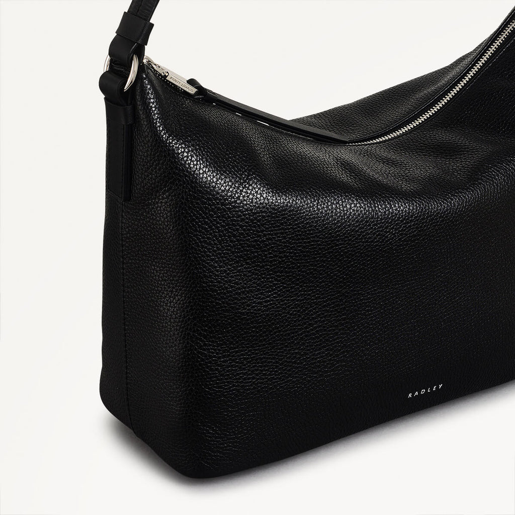 Bella Radley Leather Medium Ziptop Shoulder Bag in Black - 110208