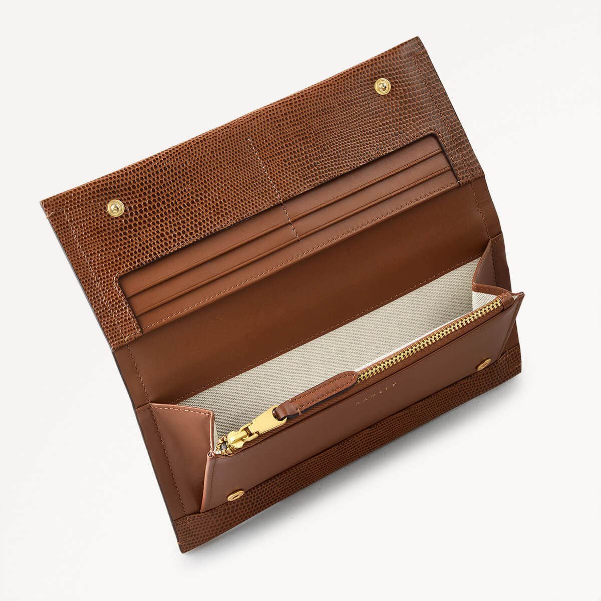 Oak Street Leather Large Flapover Wallet in Saddle - 110216