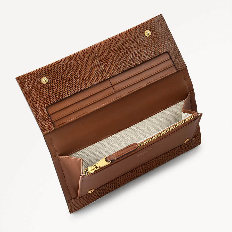 Oak Street Leather Large Flapover Wallet in Saddle - 110216