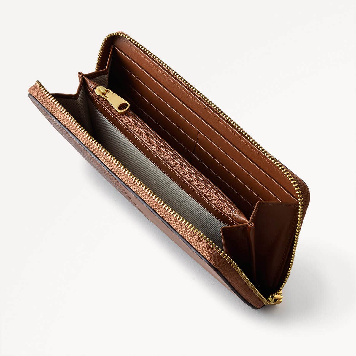 Mount Row Leather Zip Around Wallet in Saddle - 110220