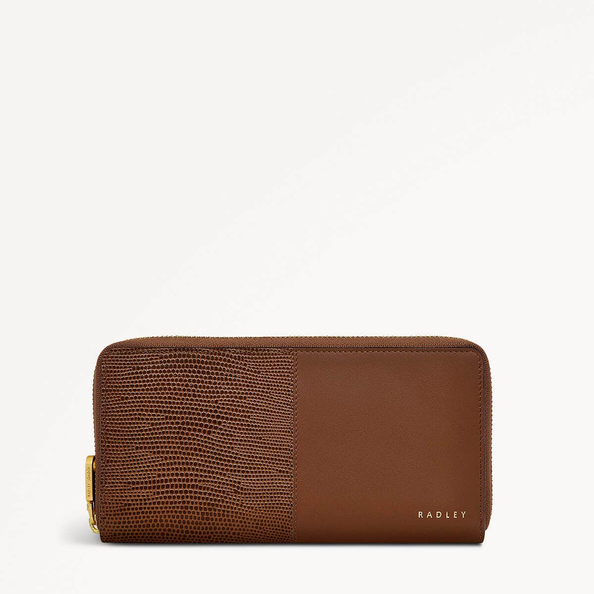 Mount Row Leather Zip Around Wallet in Saddle - 110220