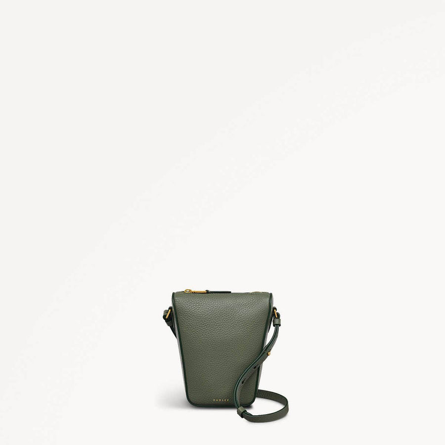Oak Street Leather Medium Phone Crossbody in Dark Olive - 110232