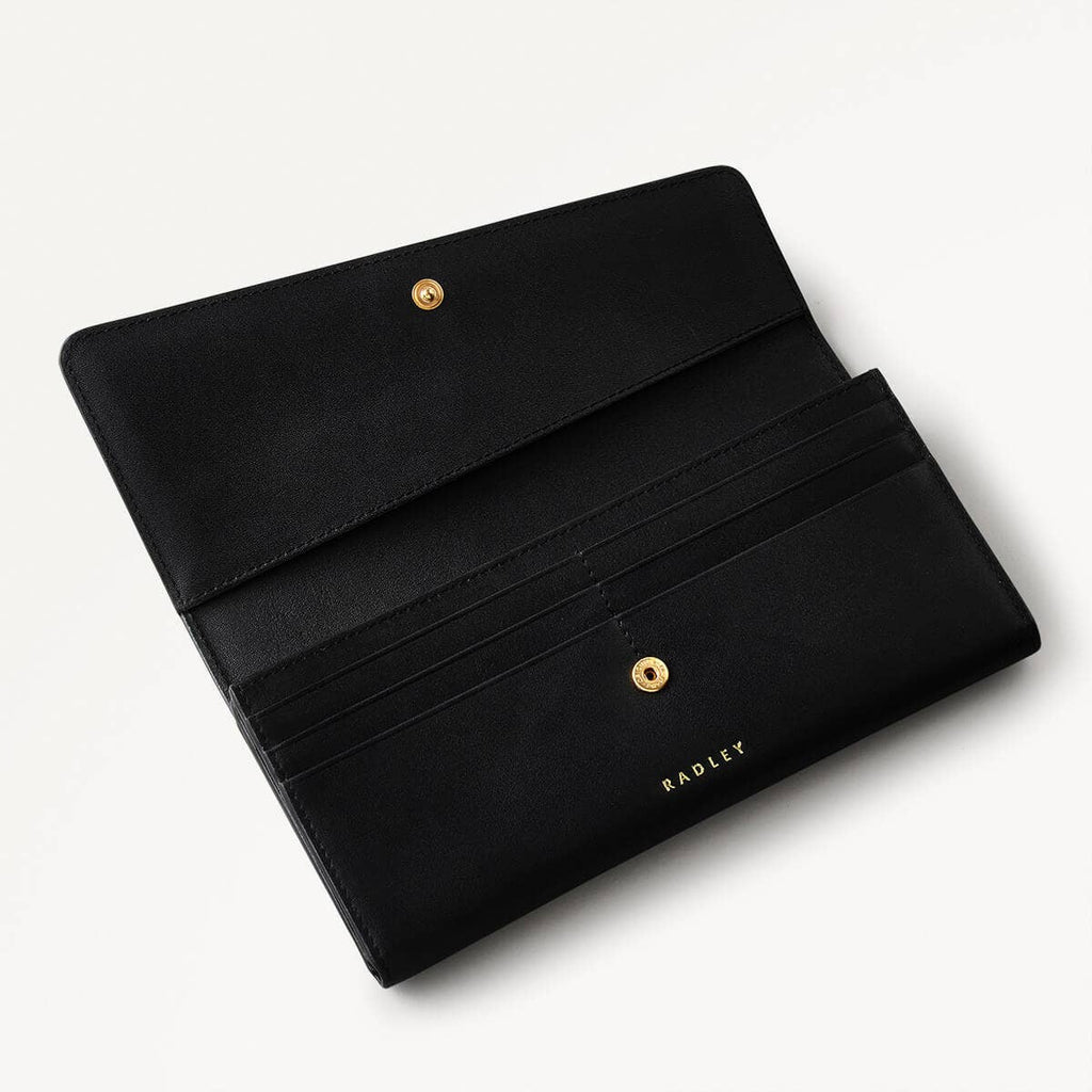 The Kensal Leather Large Flapover Wallet in Black - 110255