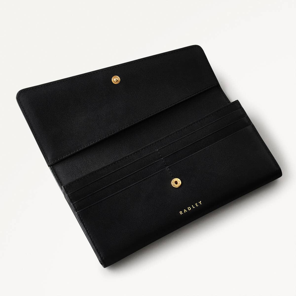 The Kensal Leather Large Flapover Wallet in Black - 110255