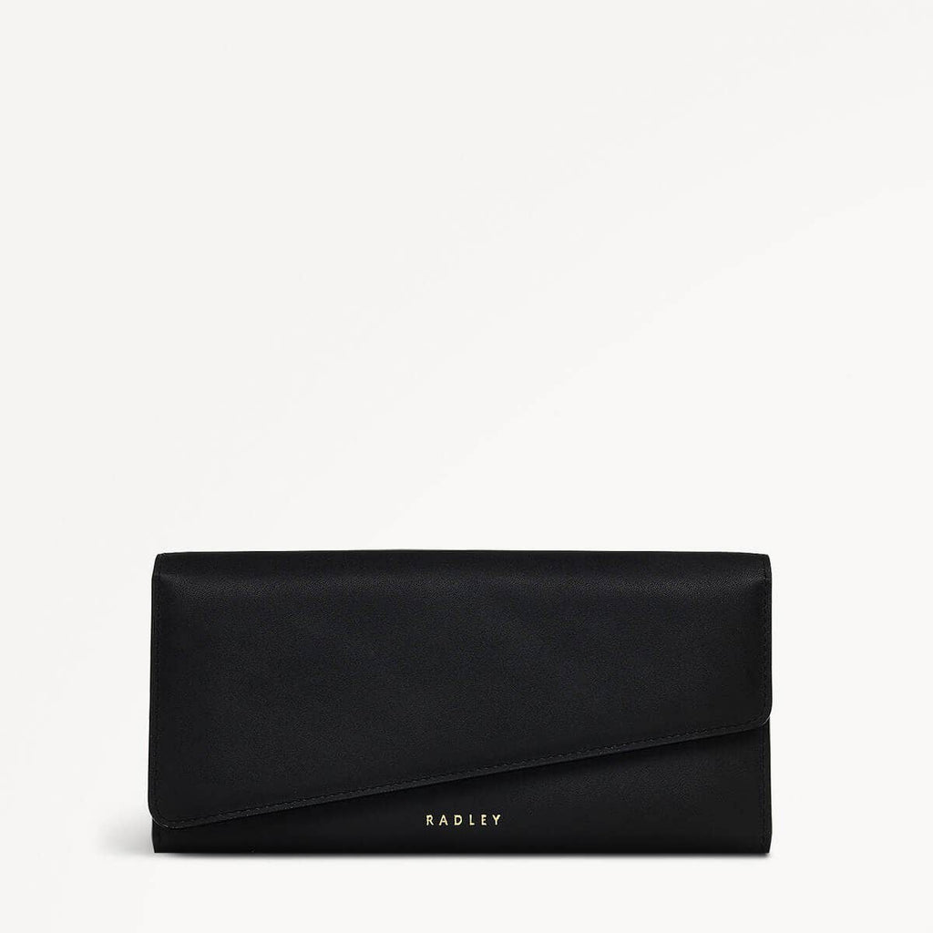 The Kensal Leather Large Flapover Wallet in Black - 110255