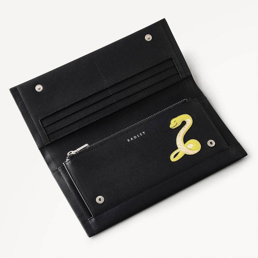 Lunar New Year SS25 Leather Large Flapover Wallet in Black - 110276
