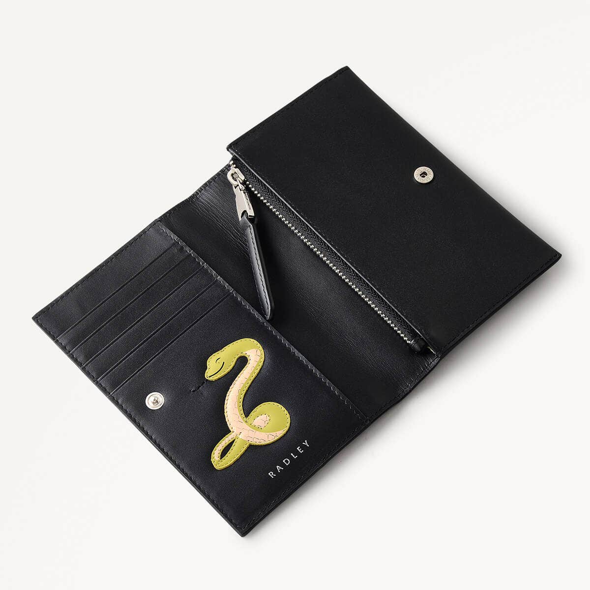 Lunar New Year SS25 Leather Medium Flapover Wallet in Black - 110277