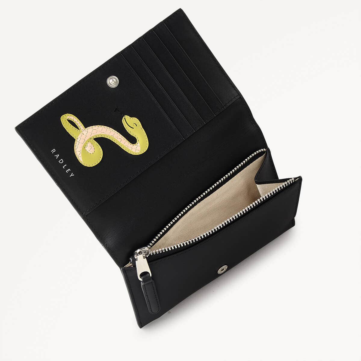 Lunar New Year SS25 Leather Medium Flapover Wallet in Black - 110277
