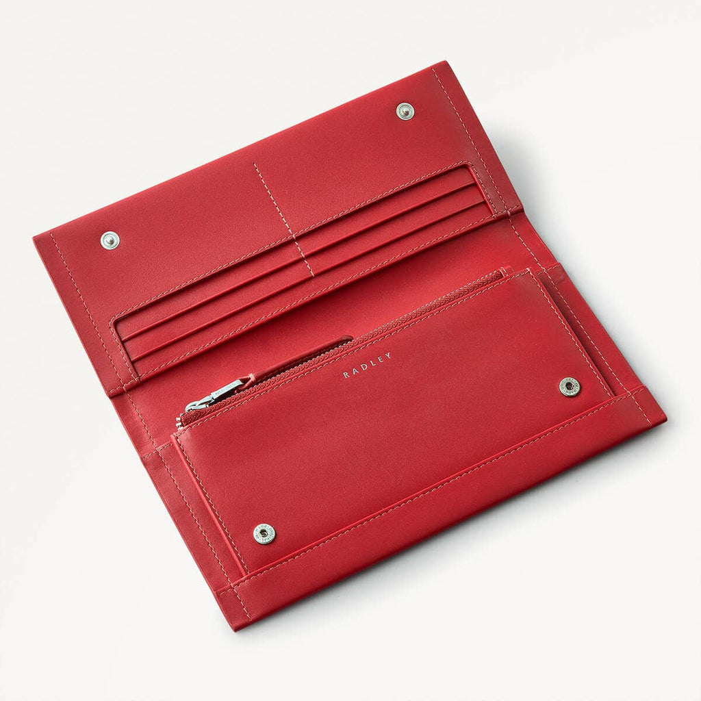 Lunar New Year SS25 Leather Large Flapover Wallet in Crimson - 110278