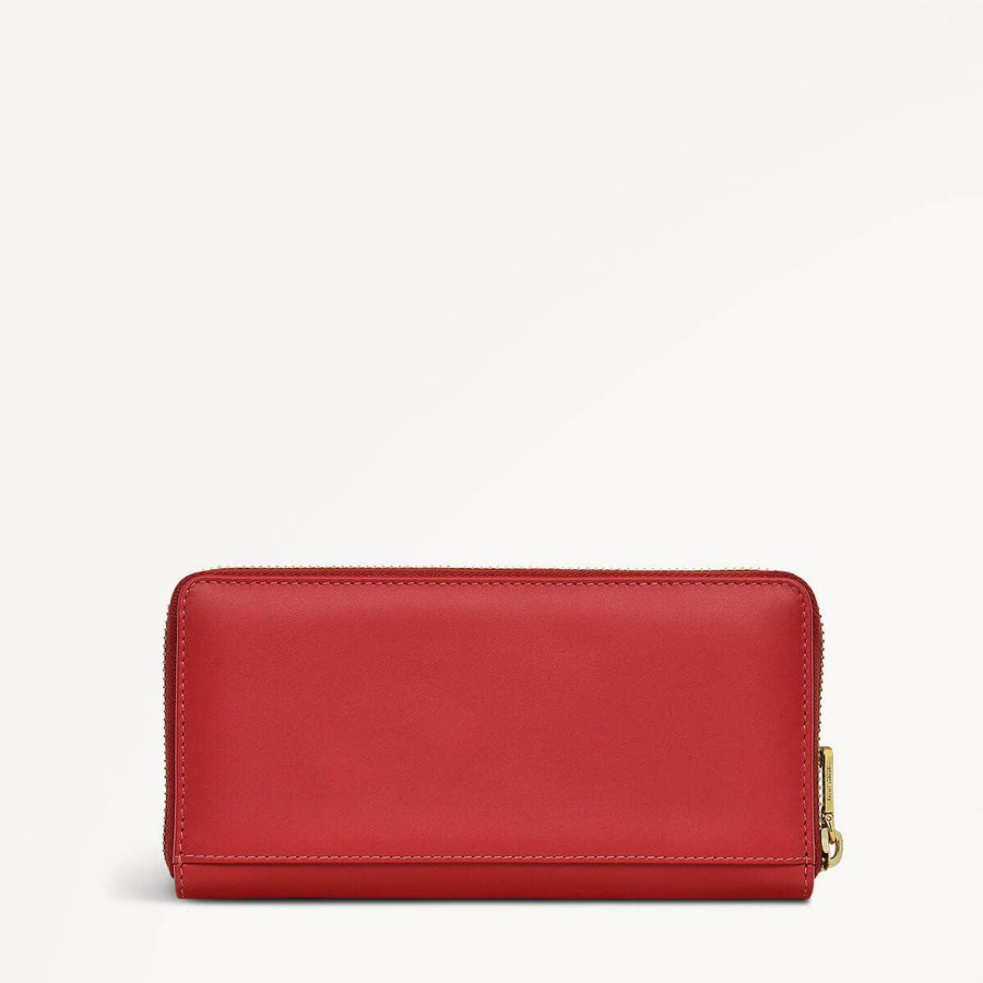 Valentines SS25 Leather Zip Around Wallet in Crimson - 110280