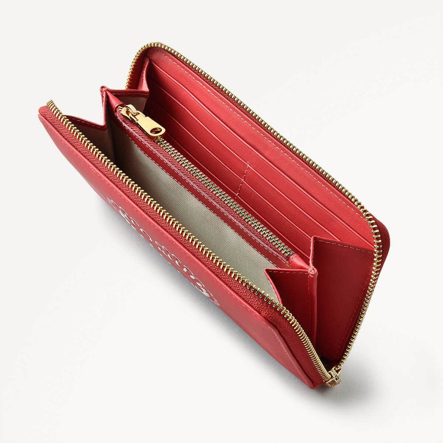 Valentines SS25 Leather Zip Around Wallet in Crimson - 110280