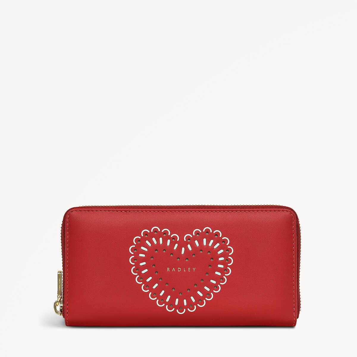 Valentines SS25 Leather Zip Around Wallet in Crimson - 110280