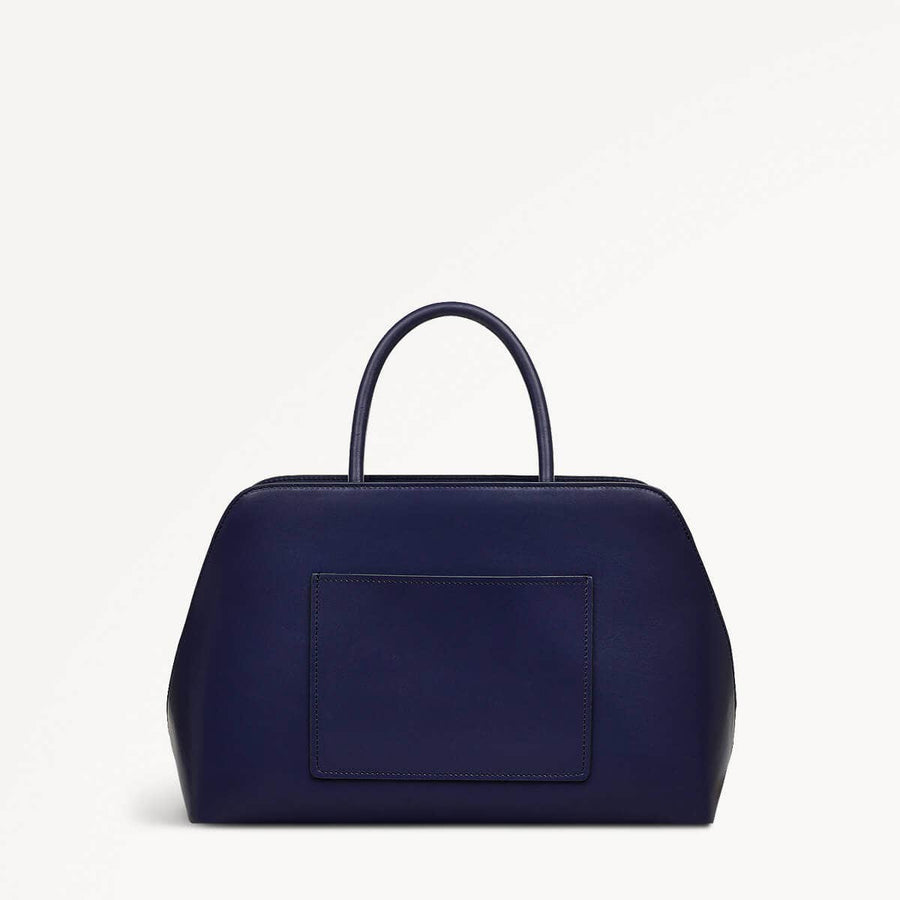 Liverpool Street Leather Medium Ziptop Grab Bag in Evenfall - 110282